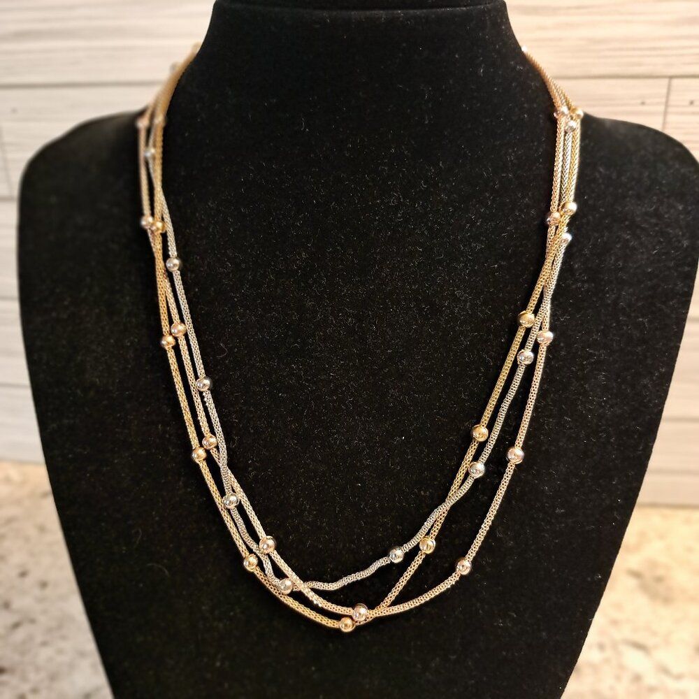 Triple Layer Tri-tone Necklace